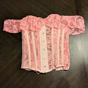 Daisy Corsets Baby Pink Lace Corset Top – Size Medium, Never Worn